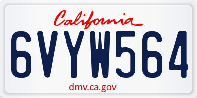 CA license plate 6VYW564