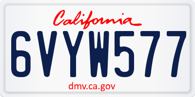 CA license plate 6VYW577