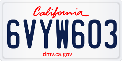 CA license plate 6VYW603