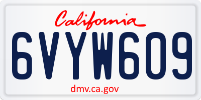 CA license plate 6VYW609