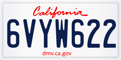 CA license plate 6VYW622