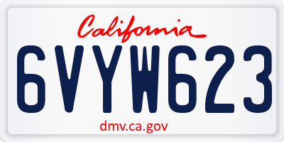 CA license plate 6VYW623