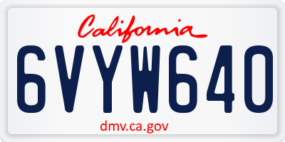 CA license plate 6VYW640