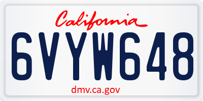 CA license plate 6VYW648