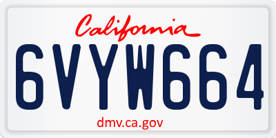 CA license plate 6VYW664