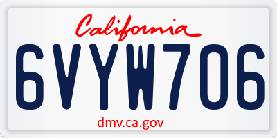 CA license plate 6VYW706