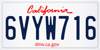 CA license plate 6VYW716