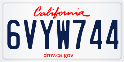 CA license plate 6VYW744