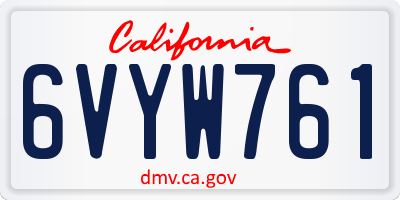 CA license plate 6VYW761