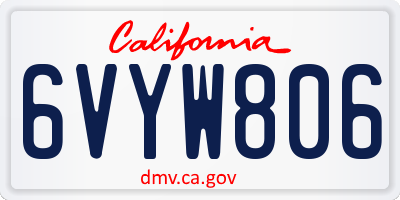 CA license plate 6VYW806