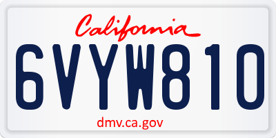CA license plate 6VYW810