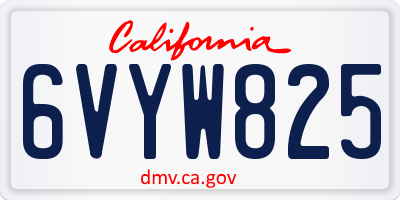 CA license plate 6VYW825