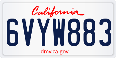CA license plate 6VYW883