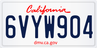 CA license plate 6VYW904