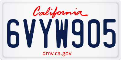 CA license plate 6VYW905