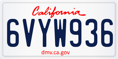 CA license plate 6VYW936