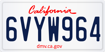 CA license plate 6VYW964