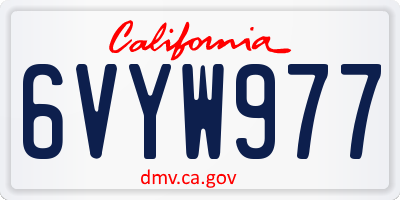 CA license plate 6VYW977