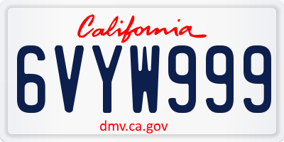 CA license plate 6VYW999