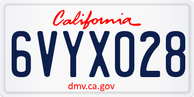 CA license plate 6VYX028