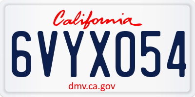CA license plate 6VYX054