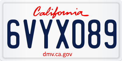 CA license plate 6VYX089