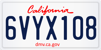 CA license plate 6VYX108