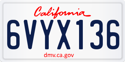 CA license plate 6VYX136