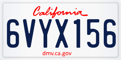 CA license plate 6VYX156