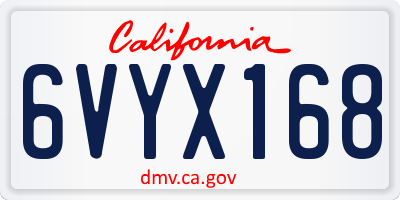 CA license plate 6VYX168