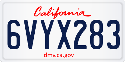 CA license plate 6VYX283
