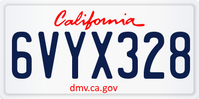 CA license plate 6VYX328