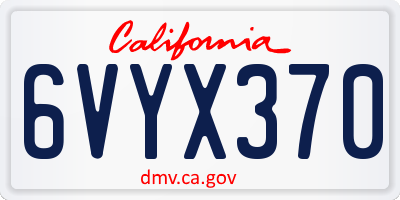 CA license plate 6VYX370