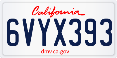 CA license plate 6VYX393