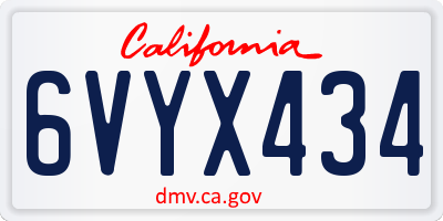 CA license plate 6VYX434