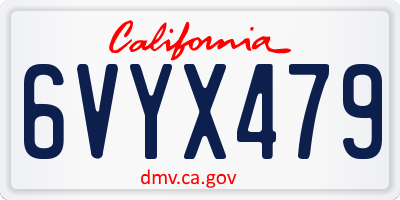 CA license plate 6VYX479
