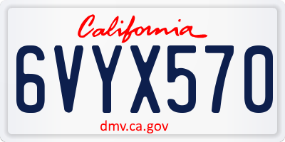 CA license plate 6VYX570