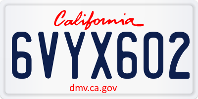 CA license plate 6VYX602
