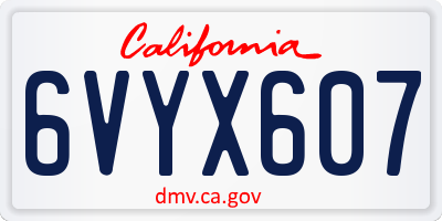 CA license plate 6VYX607