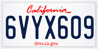 CA license plate 6VYX609