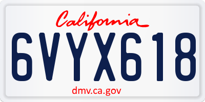 CA license plate 6VYX618