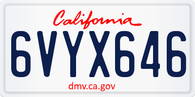 CA license plate 6VYX646