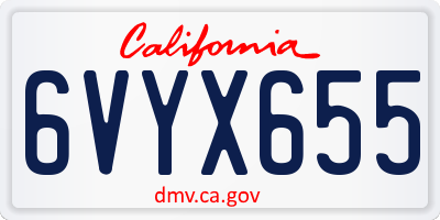 CA license plate 6VYX655