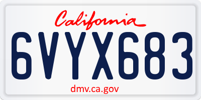 CA license plate 6VYX683