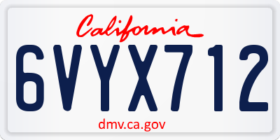 CA license plate 6VYX712