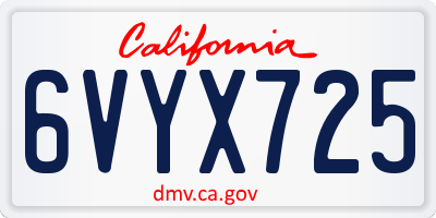 CA license plate 6VYX725