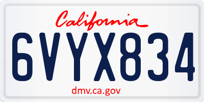 CA license plate 6VYX834