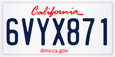 CA license plate 6VYX871