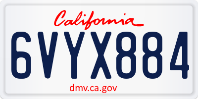 CA license plate 6VYX884