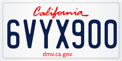 CA license plate 6VYX900